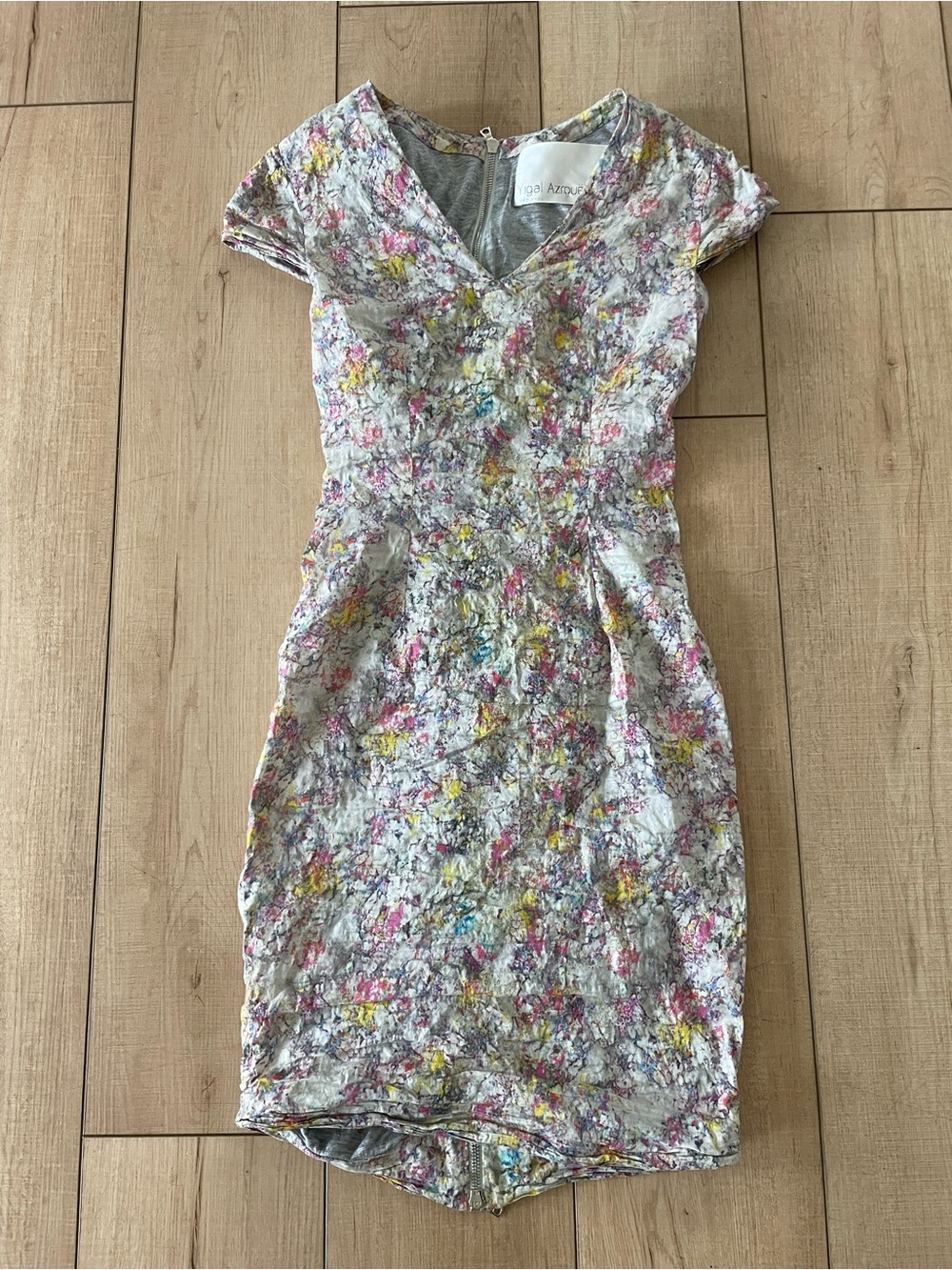 Yigal Azrouel Multi-Color Floral Textured Zip Up Sheath Dress - Size 2